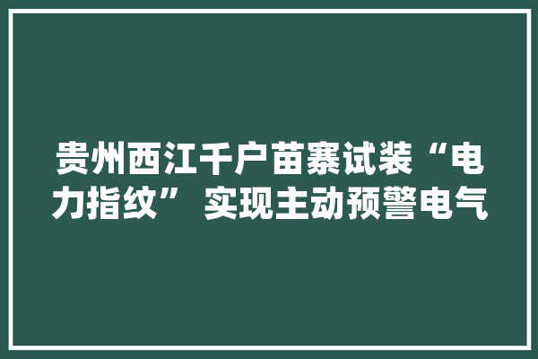 贵州西江千户苗寨试装“电力指纹” 实现主动预警电气失火_西江_指纹