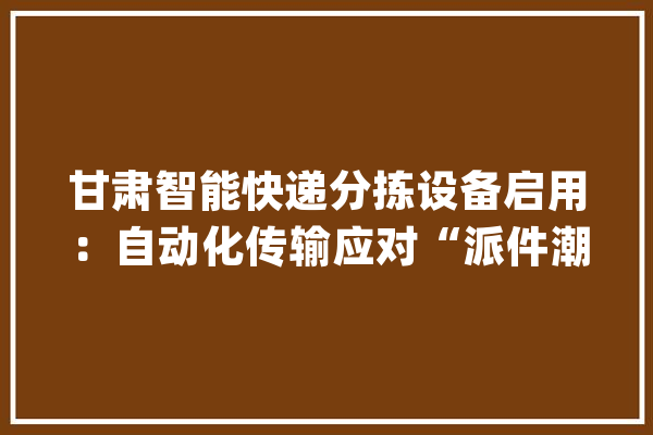 甘肃智能快递分拣设备启用：自动化传输应对“派件潮”_兰州_主动辨认