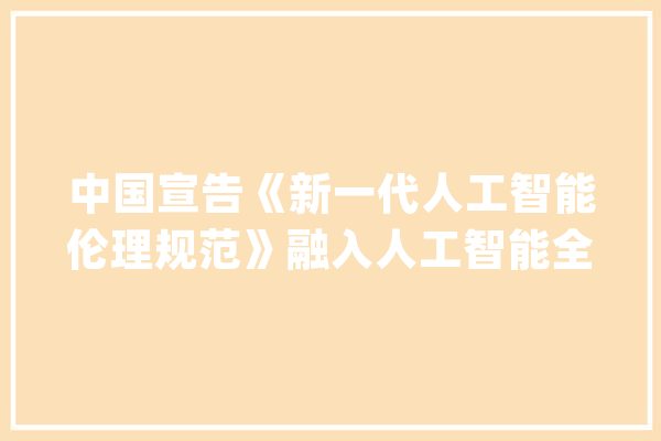 中国宣告《新一代人工智能伦理规范》融入人工智能全生命周期_人工智能_伦理