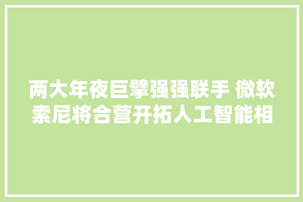 两大年夜巨擘强强联手 微软索尼将合营开拓人工智能相机_索尼_微软 AI快讯
