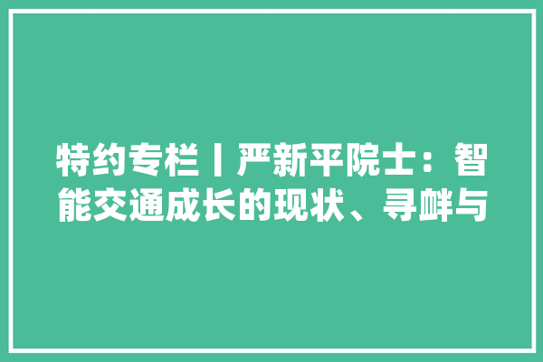 特约专栏丨严新平院士：智能交通成长的现状、寻衅与瞻望_智能_体系 文字写作