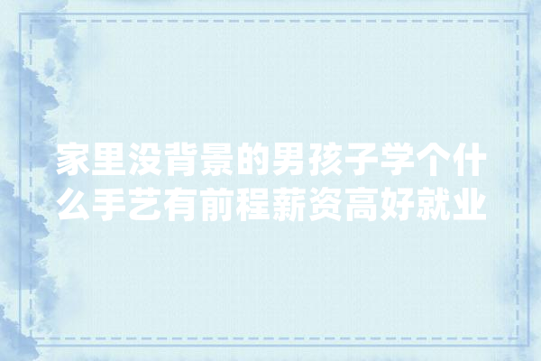 家里没背景的男孩子学个什么手艺有前程薪资高好就业?_人工智能_收集平安 文字写作