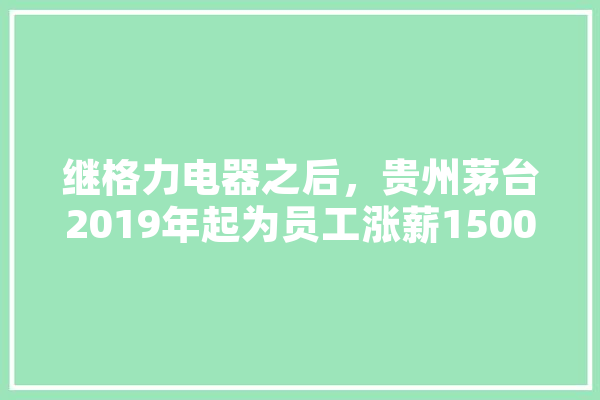 继格力电器之后，贵州茅台2019年起为员工涨薪1500元，下一个涨薪会轮到你吗,方飞 人工智能 绘影字幕