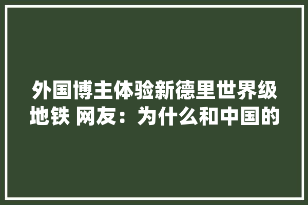 外国博主体验新德里世界级地铁 网友：为什么和中国的这么像_印度_地铁