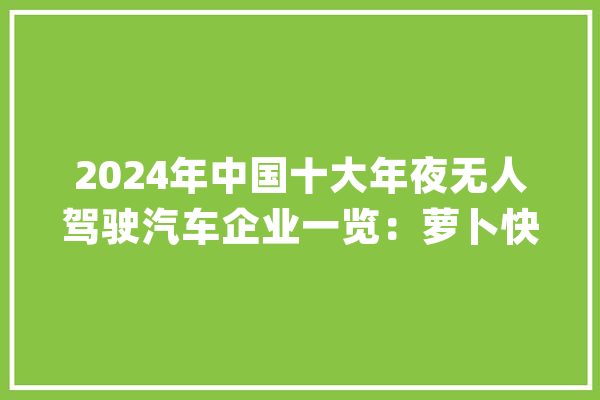 2024年中国十大年夜无人驾驶汽车企业一览：萝卜快跑“火爆出圈”自动驾驶周全商业化落地还有多远？_技巧_汽车