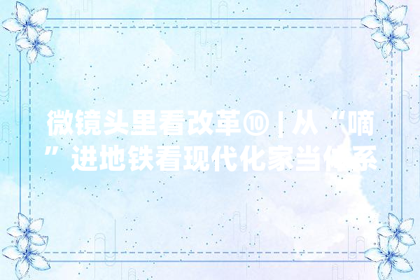 微镜头里看改革⑩ | 从“嘀”进地铁看现代化家当体系_家当_广州 智能写作