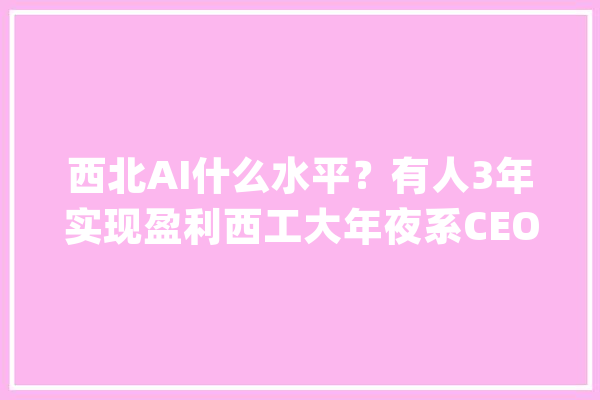 西北AI什么水平？有人3年实现盈利西工大年夜系CEO：没那么嵬峨上_场景_算法 计算机