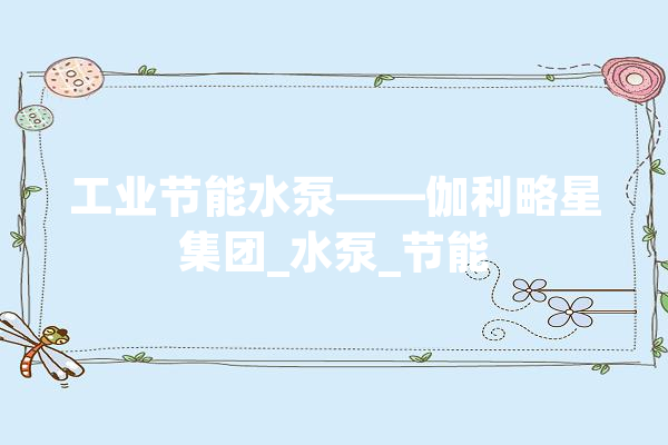 工业节能水泵——伽利略星集团_水泵_节能 智能助手