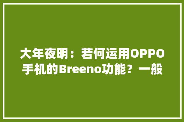 大年夜明：若何运用OPPO手机的Breeno功能？一般人我不告诉_功效_手机