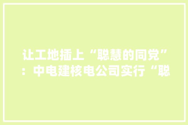 让工地插上“聪慧的同党”：中电建核电公司实行“聪慧工地”_项目_核电