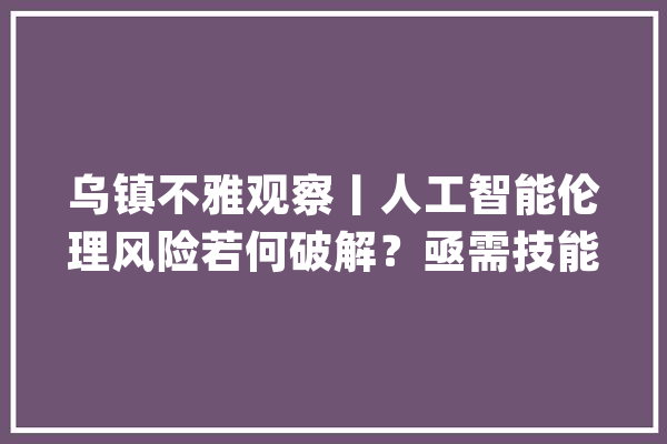 乌镇不雅观察丨人工智能伦理风险若何破解？亟需技能与规则“组合拳”_人工智能_伦理