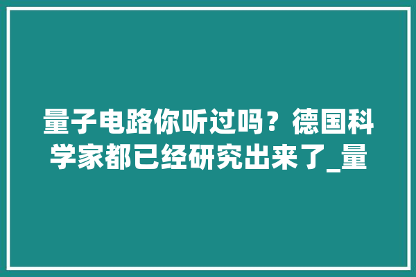 量子电路你听过吗？德国科学家都已经研究出来了_量子_算法 AI简讯