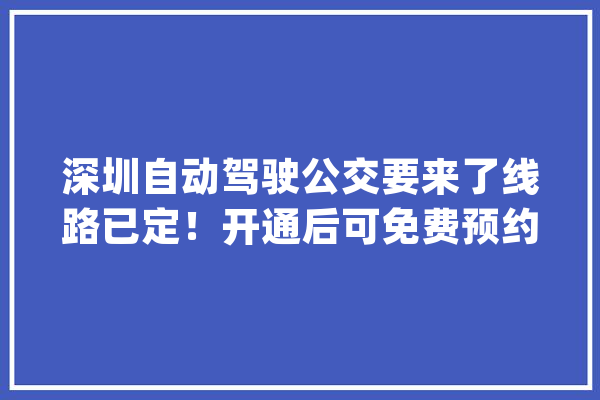 深圳自动驾驶公交要来了线路已定！开通后可免费预约体验_车辆_深圳 绘影字幕
