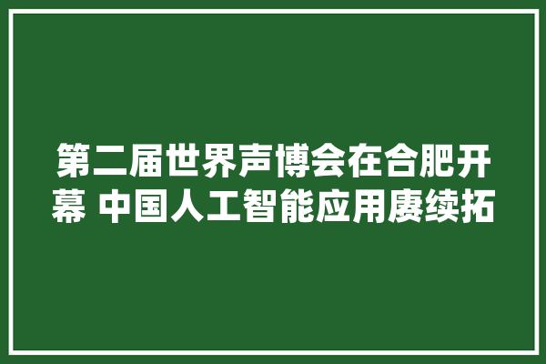 第二届世界声博会在合肥开幕 中国人工智能应用赓续拓展_人工智能_家当 云服务