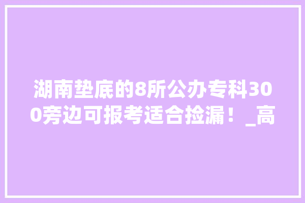 湖南垫底的8所公办专科300旁边可报考适合捡漏！_高级_学院 科技快讯