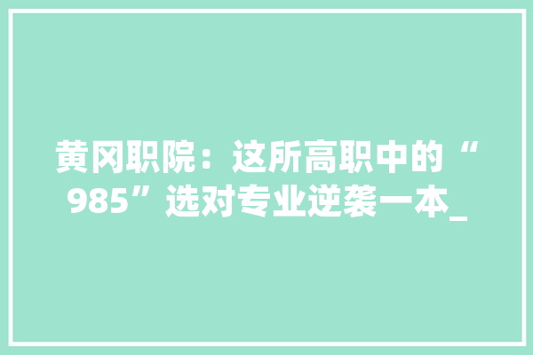 黄冈职院：这所高职中的“985”选对专业逆袭一本_黄冈_专业 AI简讯