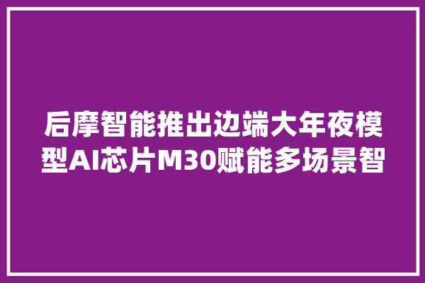 后摩智能推出边端大年夜模型AI芯片M30赋能多场景智能化_加快卡_芯片 云服务
