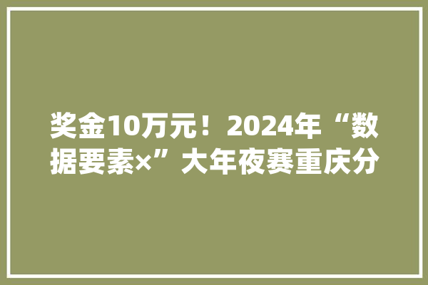 奖金10万元！2024年“数据要素×”大年夜赛重庆分赛火热报名中_数据_重庆
