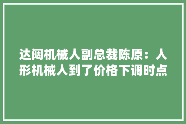 达闼机械人副总裁陈原：人形机械人到了价格下调时点走向C端还需时间_机械人_智能