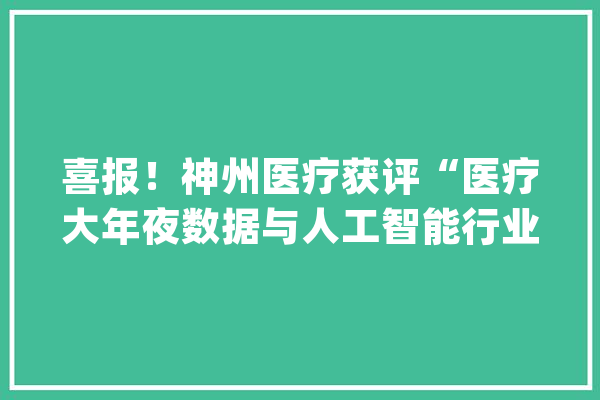 喜报！神州医疗获评“医疗大年夜数据与人工智能行业2023年度企业”_数据_医疗