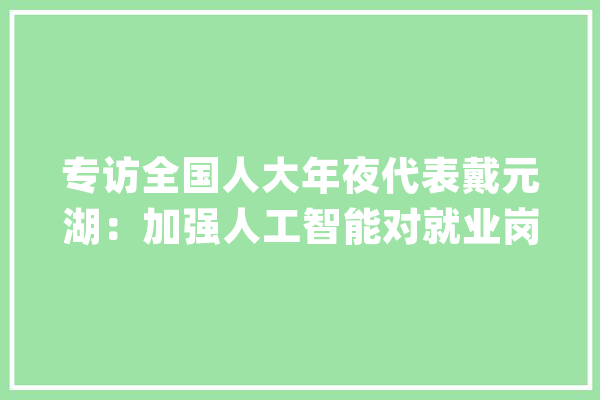 专访全国人大年夜代表戴元湖：加强人工智能对就业岗位影响的监测评估_人工智能_疫情
