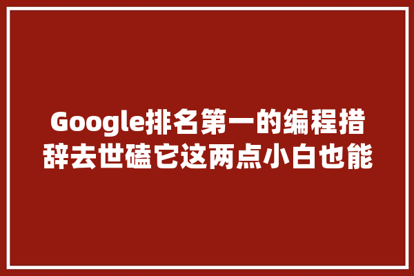 Google排名第一的编程措辞去世磕它这两点小白也能学的会！不信你看_措辞_都邑 计算机