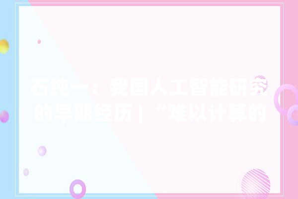石纯一：我国人工智能研究的早期经历 | “难以计算的供献”访谈_系列片_进献
