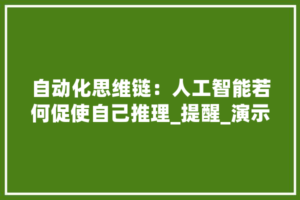 自动化思维链：人工智能若何促使自己推理_提醒_演示