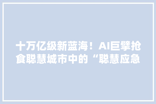 十万亿级新蓝海！AI巨擘抢食聪慧城市中的“聪慧应急”蛋糕_聪明_家当