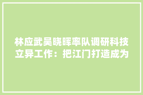 林应武吴晓晖率队调研科技立异工作：把江门打造成为大年夜湾区科技立异走廊上的重要节点城市_江门_人工智能