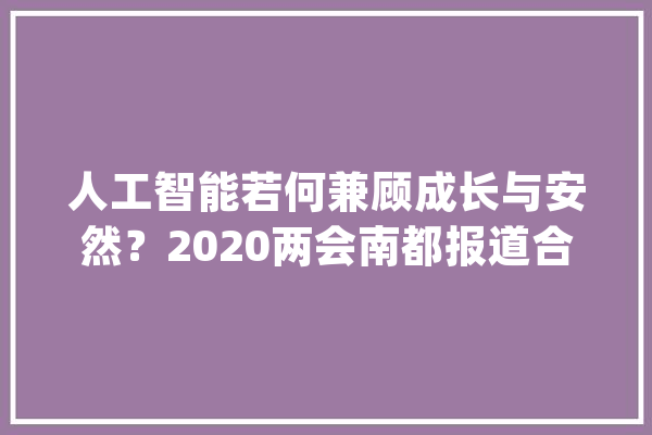 人工智能若何兼顾成长与安然？2020两会南都报道合集_人工智能_都对