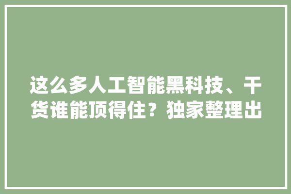 这么多人工智能黑科技、干货谁能顶得住？独家整理出来的_人工智能_滤镜
