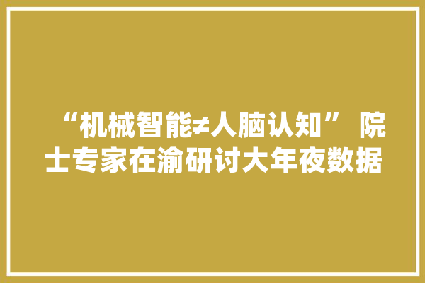 “机械智能≠人脑认知” 院士专家在渝研讨大年夜数据智能化和人工智能立异成长_人工智能_模子 科技快讯