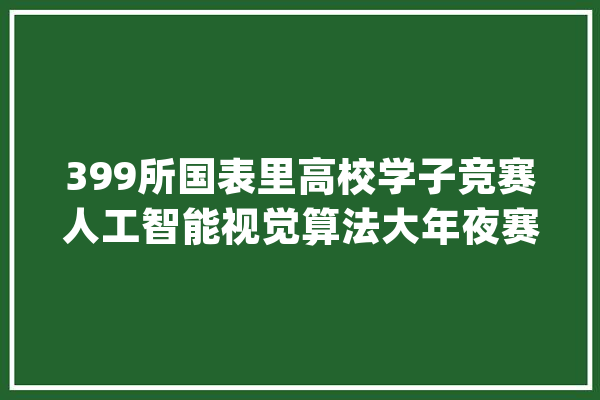 399所国表里高校学子竞赛人工智能视觉算法大年夜赛_人工智能_芜湖