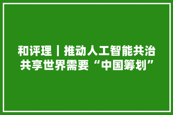 和评理｜推动人工智能共治共享世界需要“中国筹划”_人工智能_全球 AI简讯