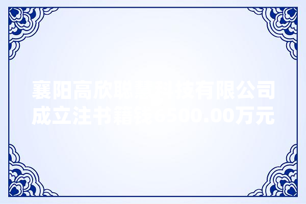 襄阳高欣聪慧科技有限公司成立注书籍钱6500.00万元公民币_金融界_本文 绘影字幕