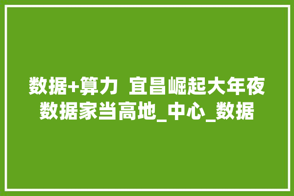 数据+算力  宜昌崛起大年夜数据家当高地_中心_数据 文字写作