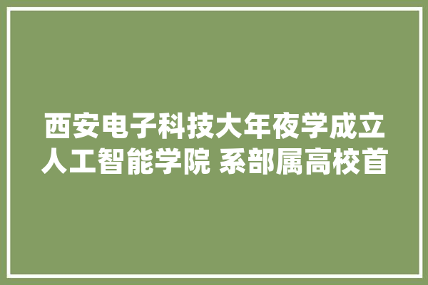 西安电子科技大年夜学成立人工智能学院 系部属高校首个_人工智能_学院 计算机