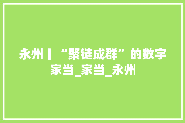 永州丨“聚链成群”的数字家当_家当_永州