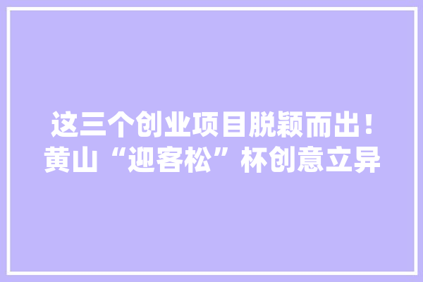 这三个创业项目脱颖而出！黄山“迎客松”杯创意立异创业大年夜赛上海开赛_歙县_项目 科技快讯