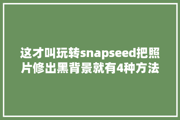 这才叫玩转snapseed把照片修出黑背景就有4种方法你会几种呢_配景_照片