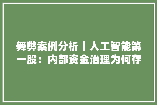 舞弊案例分析｜人工智能第一股：内部资金治理为何存在马脚？_吴某_备用金 智能写作
