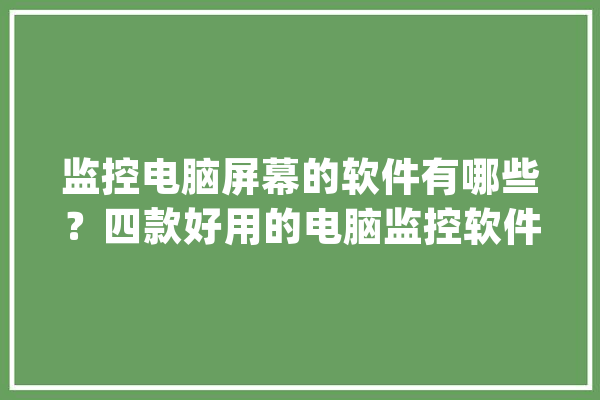 监控电脑屏幕的软件有哪些？四款好用的电脑监控软件分享_屏幕_员工 智能助手
