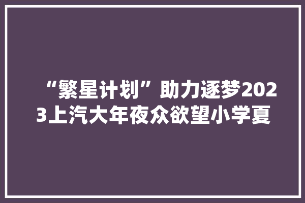 “繁星计划”助力逐梦2023上汽大年夜众欲望小学夏令营在沪开营_年夜众_上汽