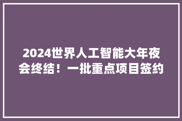 2024世界人工智能大年夜会终结！一批重点项目签约_人工智能_上海 文字写作