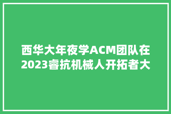 西华大年夜学ACM团队在2023睿抗机械人开拓者大年夜赛（RAICOM）CAIP 编程设计赛道全国总决赛中获奖_机械人_技巧