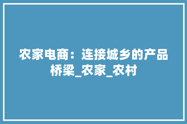 农家电商：连接城乡的产品桥梁_农家_农村 文字写作