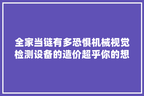 全家当链有多恐惧机械视觉检测设备的造价超乎你的想象_检测装备_视觉 智能问答