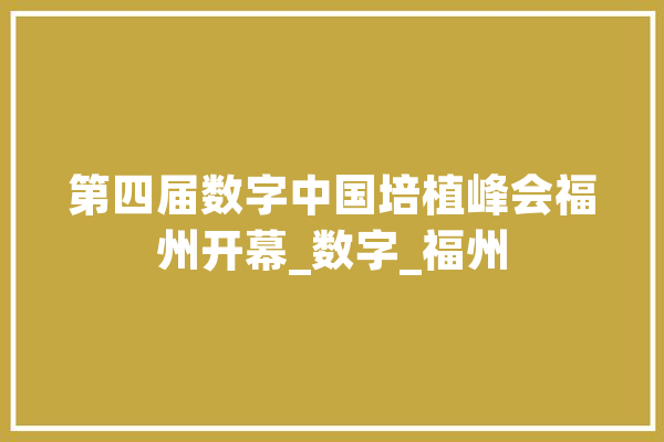 第四届数字中国培植峰会福州开幕_数字_福州 文字写作
