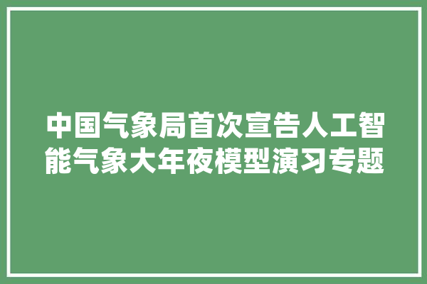 中国气象局首次宣告人工智能气象大年夜模型演习专题数据目录_全球_数据